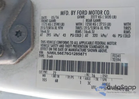 2016 Ford Transit Connect Xl from USA, damaged, VIN NM0LS6E76G1285871